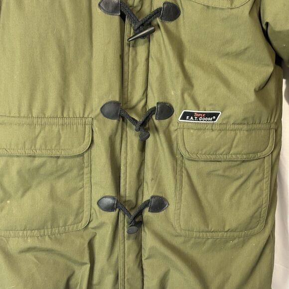 Vintage Triple F.A.T. Goose Puffer Coat Parka Jacket Sz 16/18 XL Fur Lined Hood - Picture 2 of 13